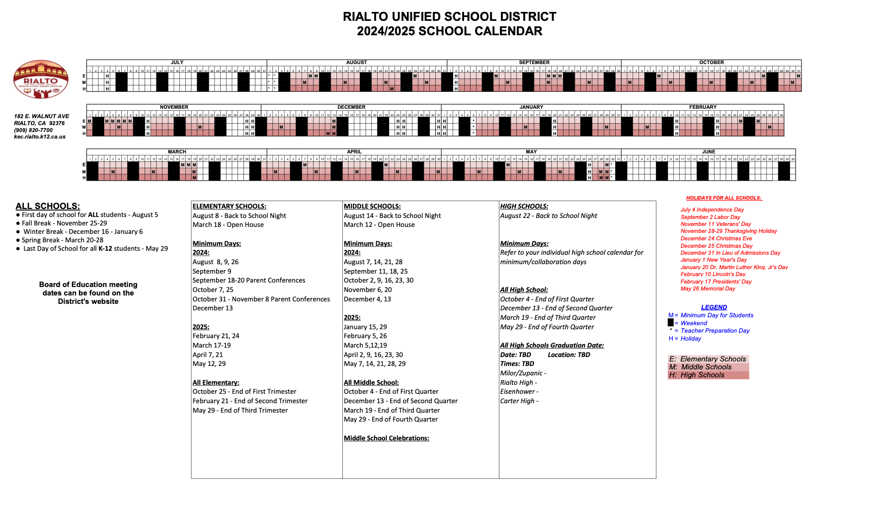 District Calendar